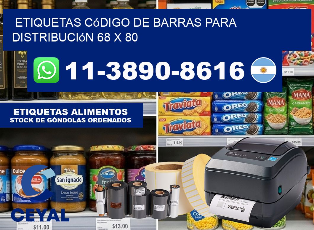 Etiquetas código de barras para distribución 68 x 80