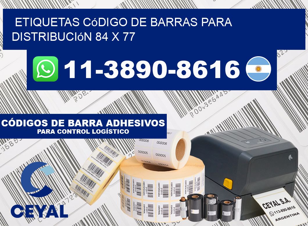 Etiquetas código de barras para distribución 84 x 77