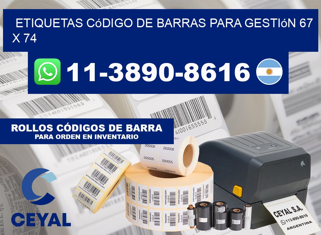 Etiquetas código de barras para gestión 67 x 74