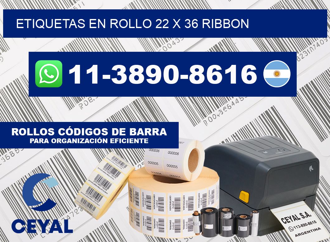 Etiquetas en rollo 22 x 36 ribbon