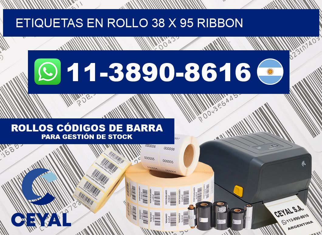 Etiquetas en rollo 38 x 95 ribbon