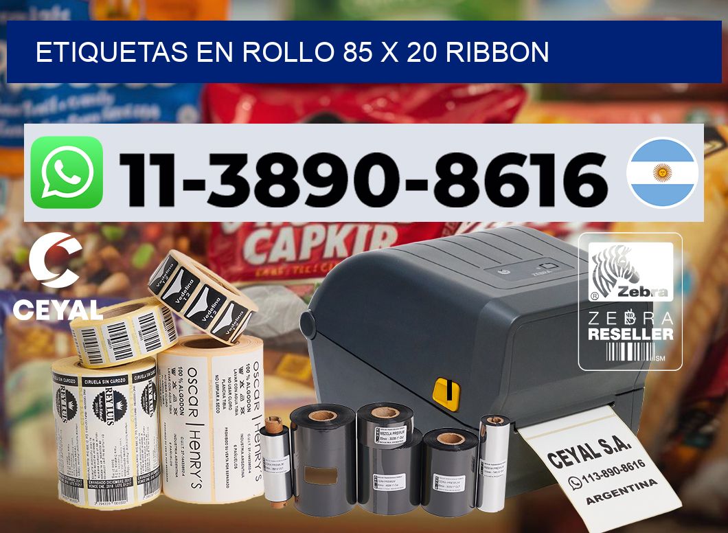 Etiquetas en rollo 85 x 20 ribbon