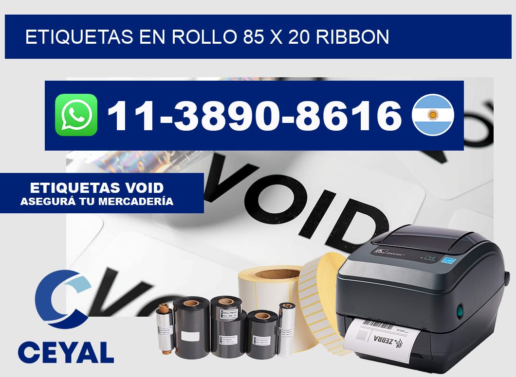 Etiquetas en rollo 85 x 20 ribbon