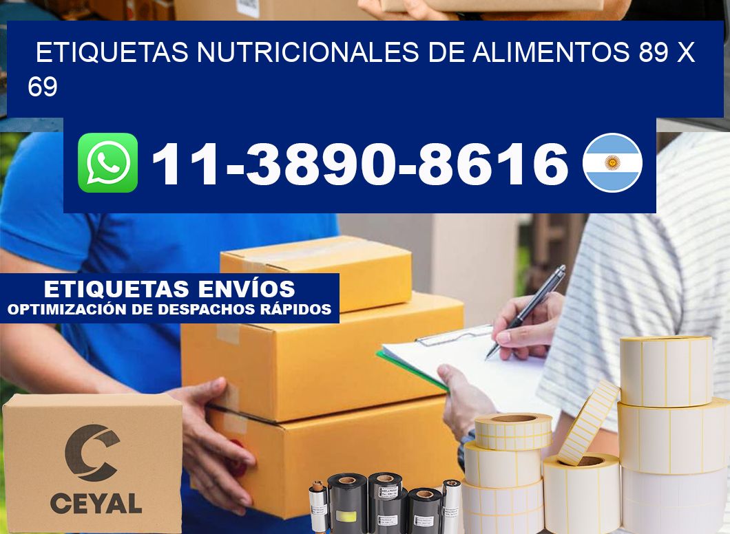 Etiquetas nutricionales de alimentos 89 x 69