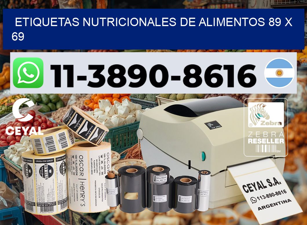 Etiquetas nutricionales de alimentos 89 x 69