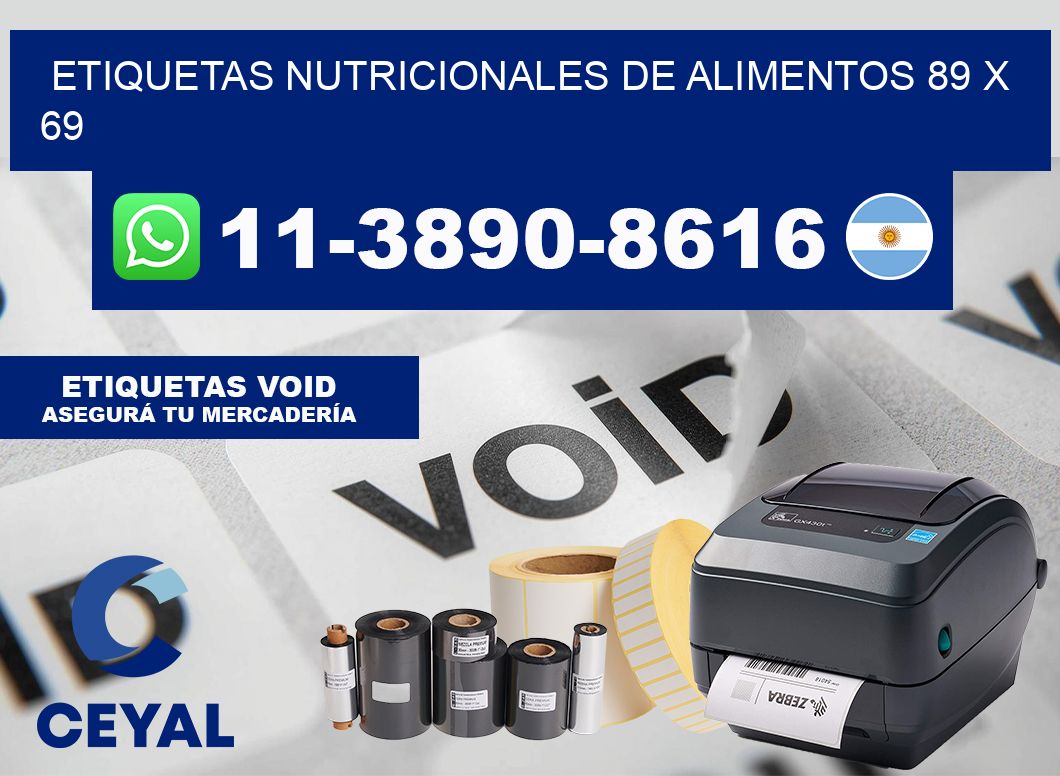 Etiquetas nutricionales de alimentos 89 x 69