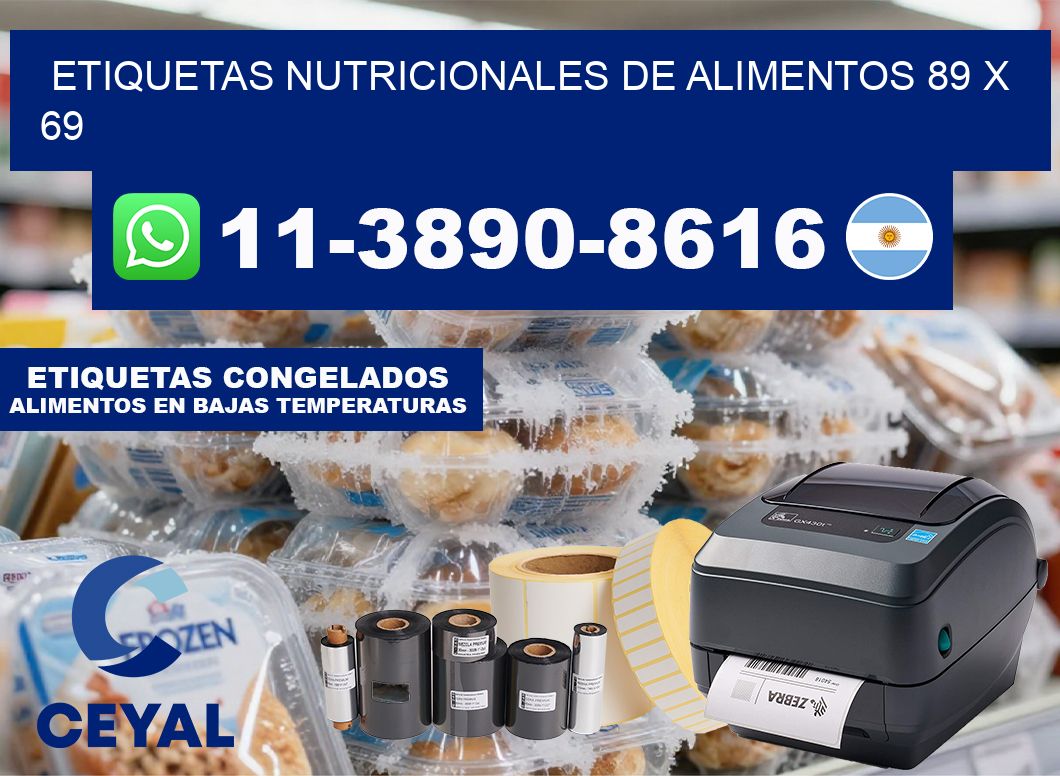 Etiquetas nutricionales de alimentos 89 x 69