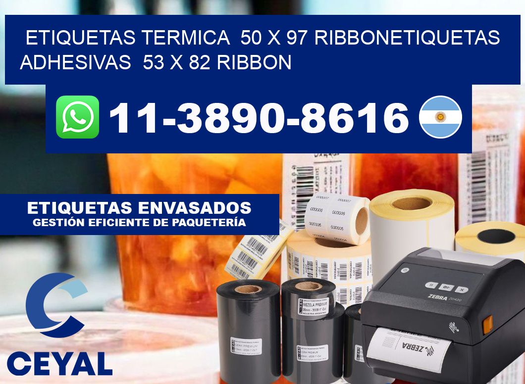 Etiquetas termica 50 x 97 ribbonEtiquetas adhesivas 53 x 82 ribbon