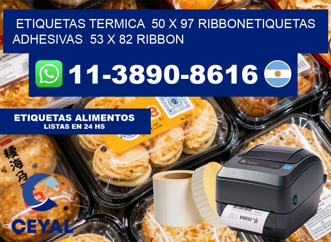 Etiquetas termica  50 x 97 ribbonEtiquetas adhesivas  53 x 82 ribbon