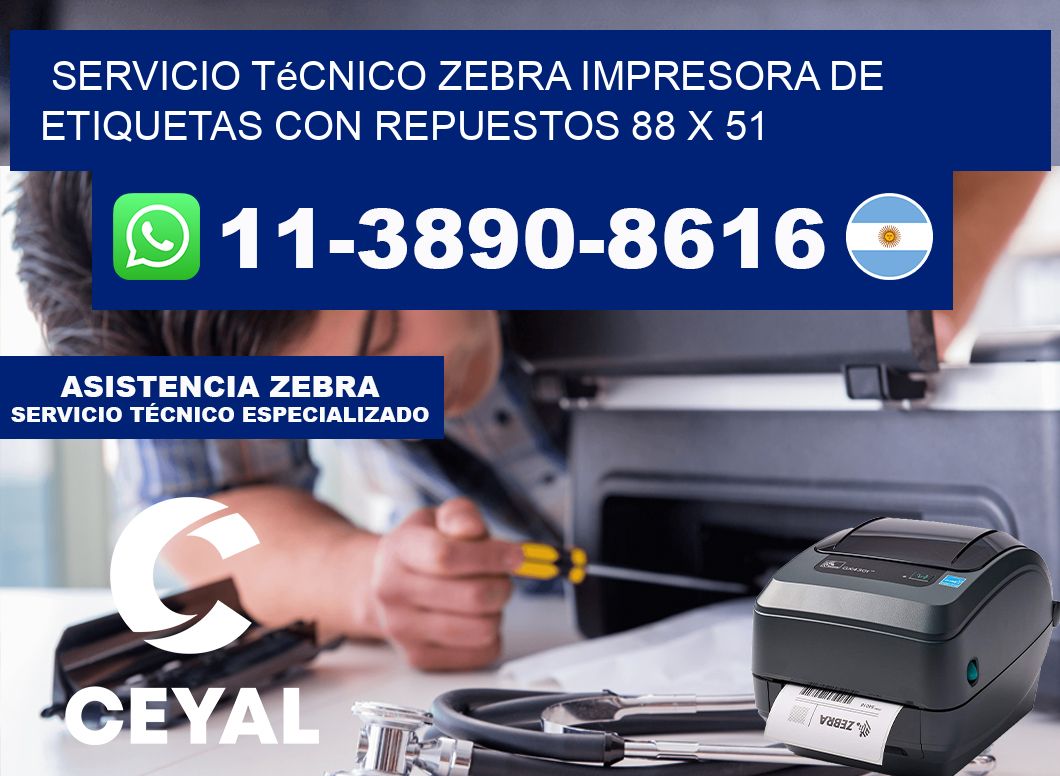 Servicio Técnico Zebra Impresora de Etiquetas con Repuestos 88 x 51