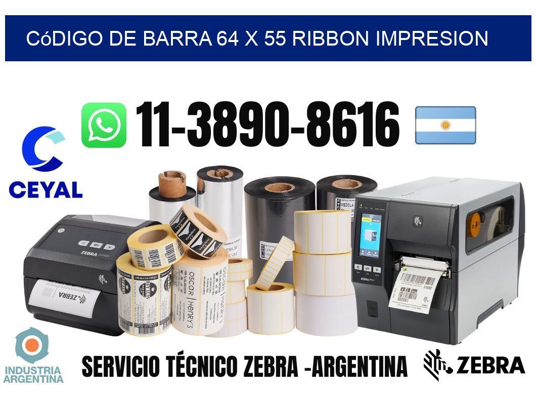 código de barra 64 x 55 ribbon impresion
