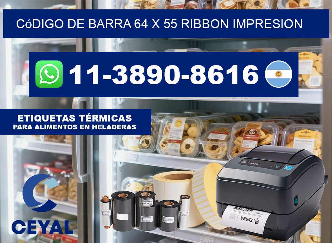 código de barra 64 x 55 ribbon impresion