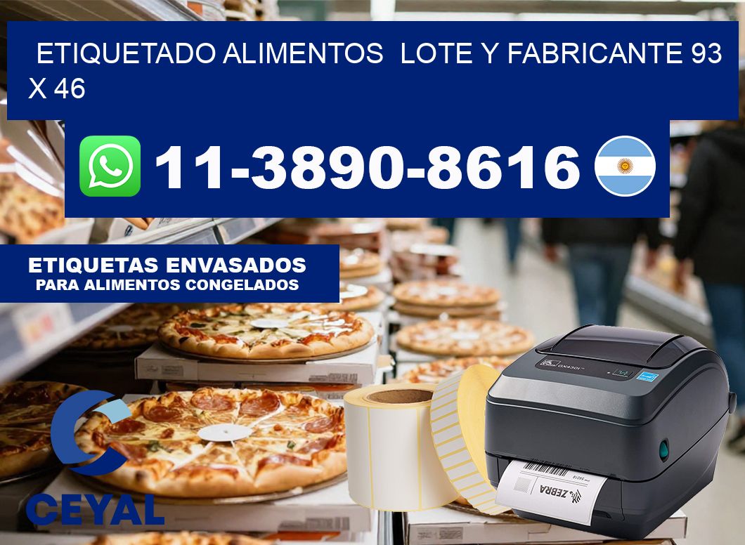 etiquetado alimentos  Lote y fabricante 93 x 46