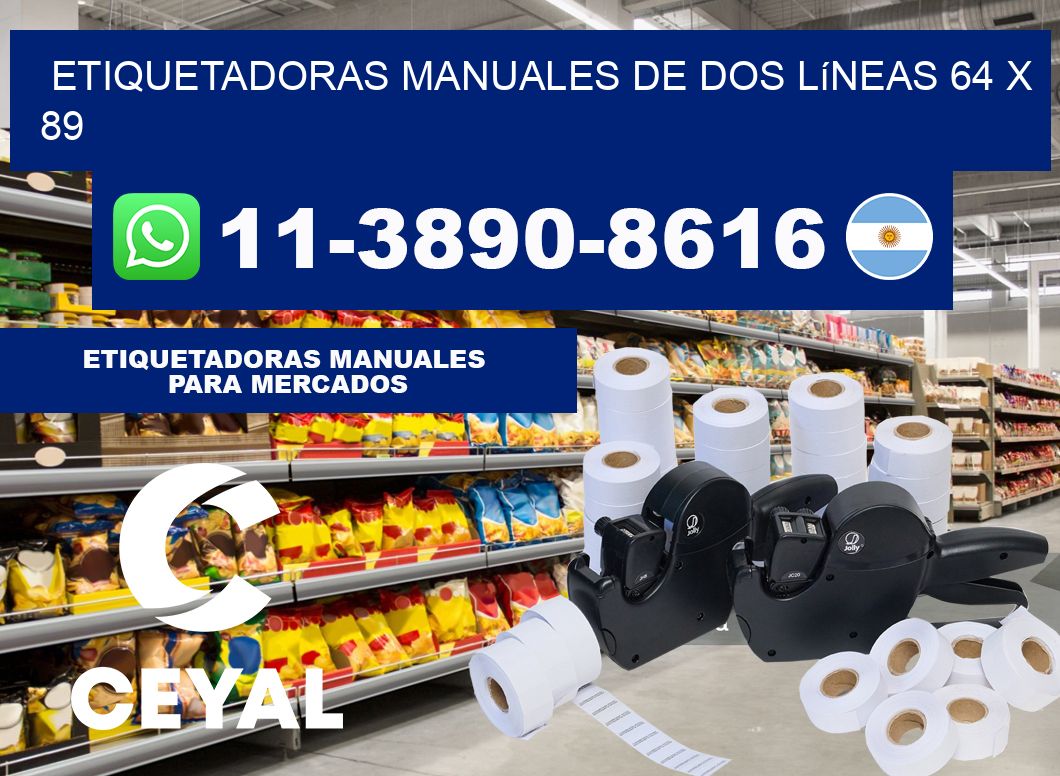 etiquetadoras manuales de dos líneas 64 x 89