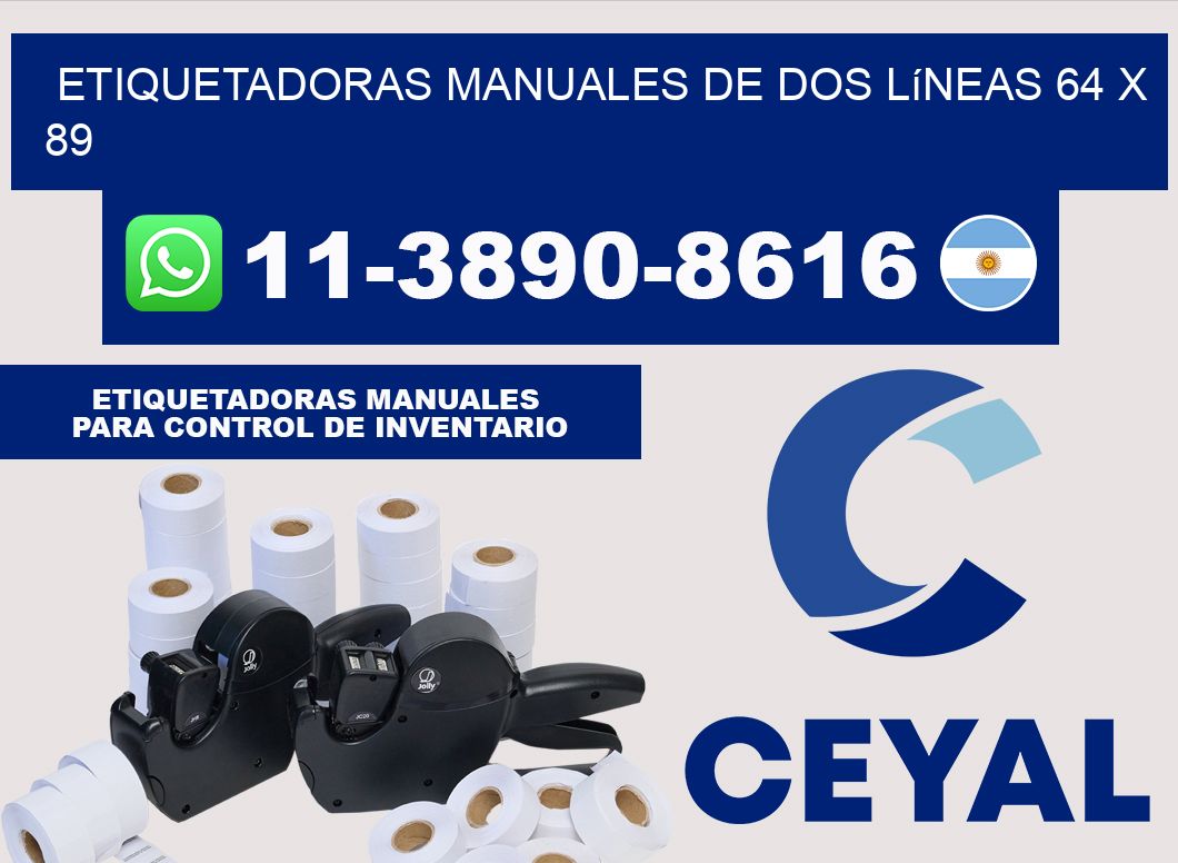 etiquetadoras manuales de dos líneas 64 x 89