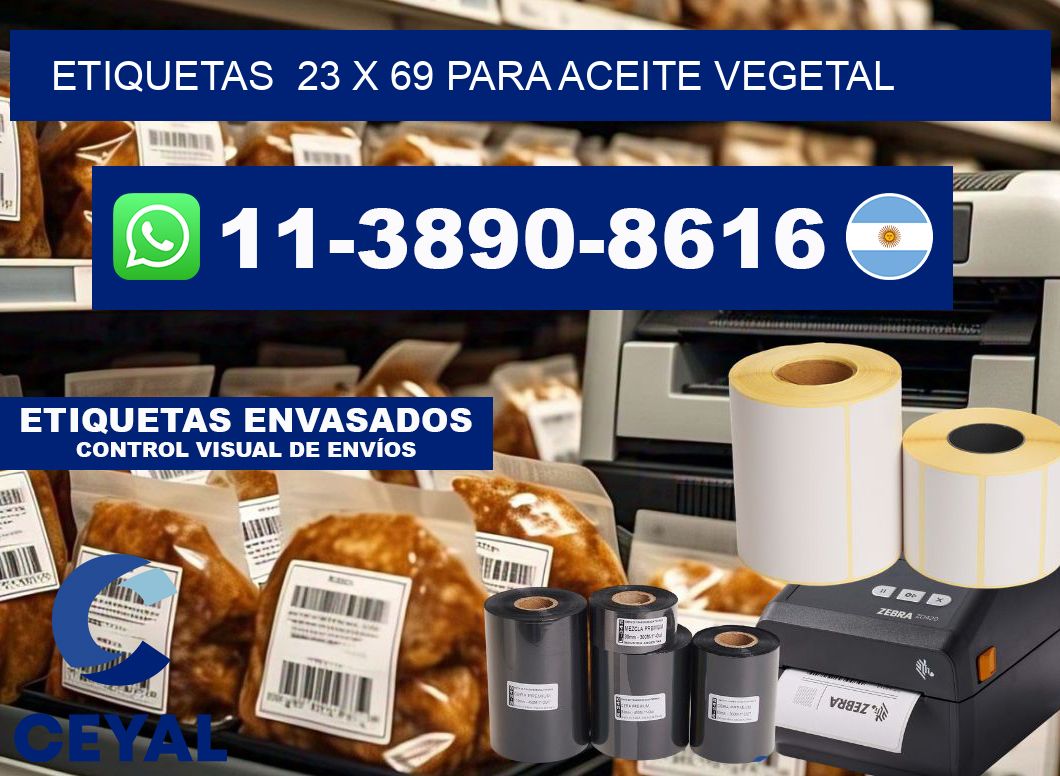 etiquetas  23 x 69 para Aceite vegetal