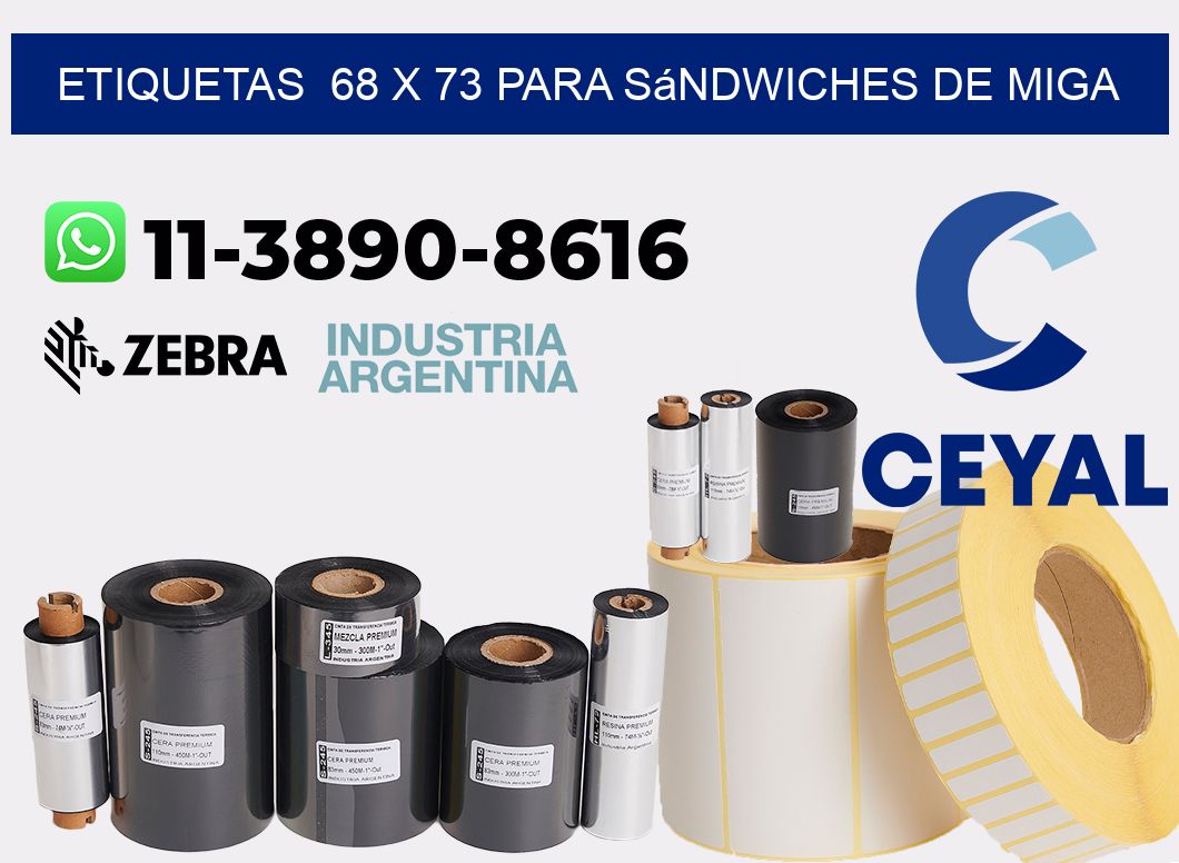 etiquetas  68 x 73 para Sándwiches de miga