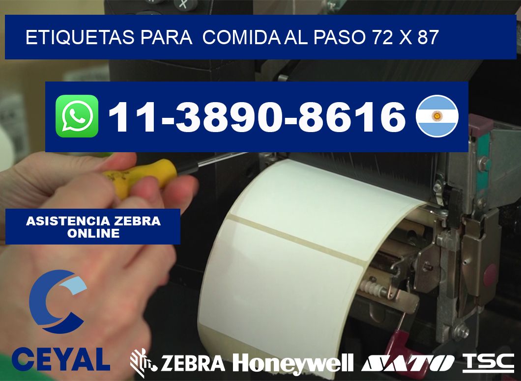 etiquetas para  Comida al paso 72 x 87