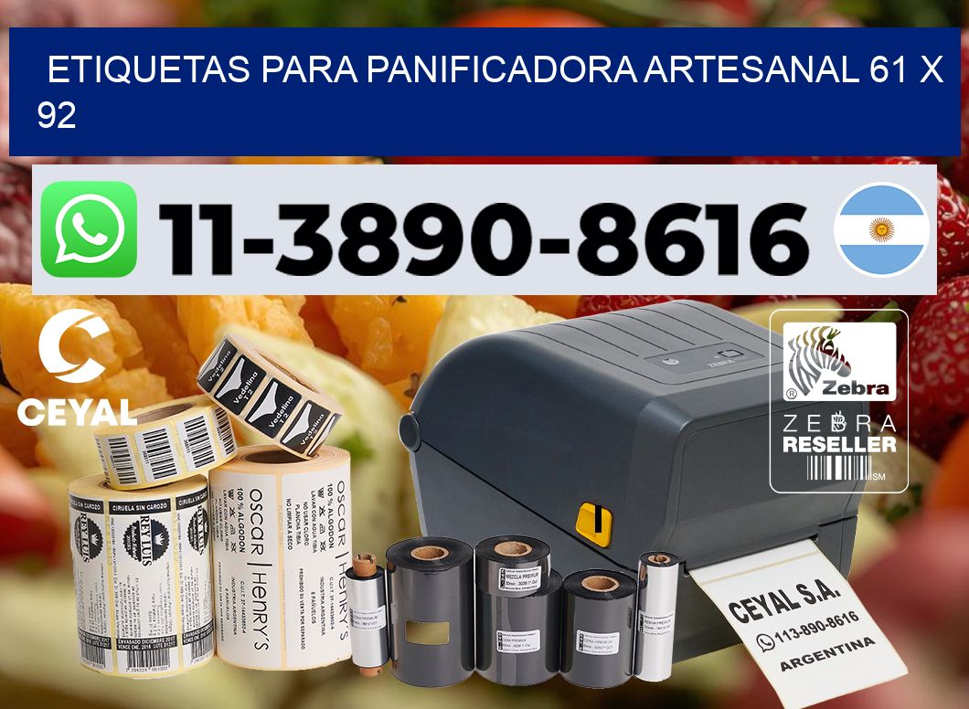 etiquetas para Panificadora artesanal 61 x 92