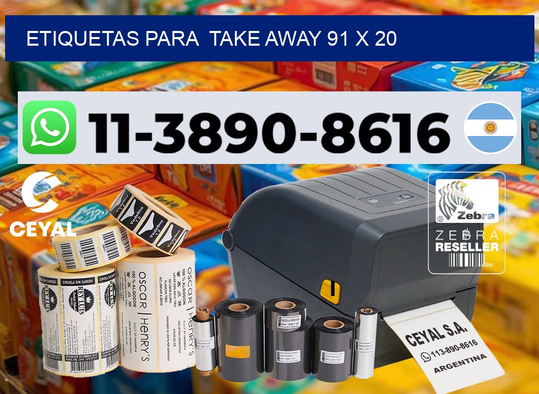 etiquetas para  Take away 91 x 20