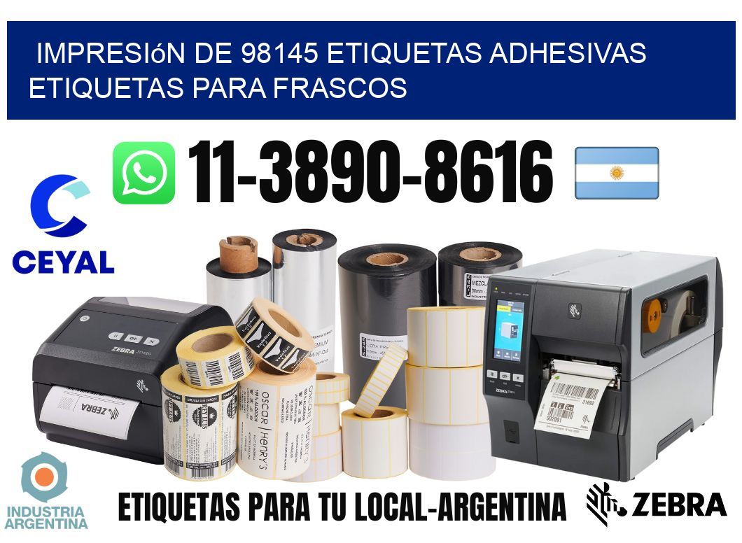 impresión de 98145 etiquetas adhesivas etiquetas para frascos