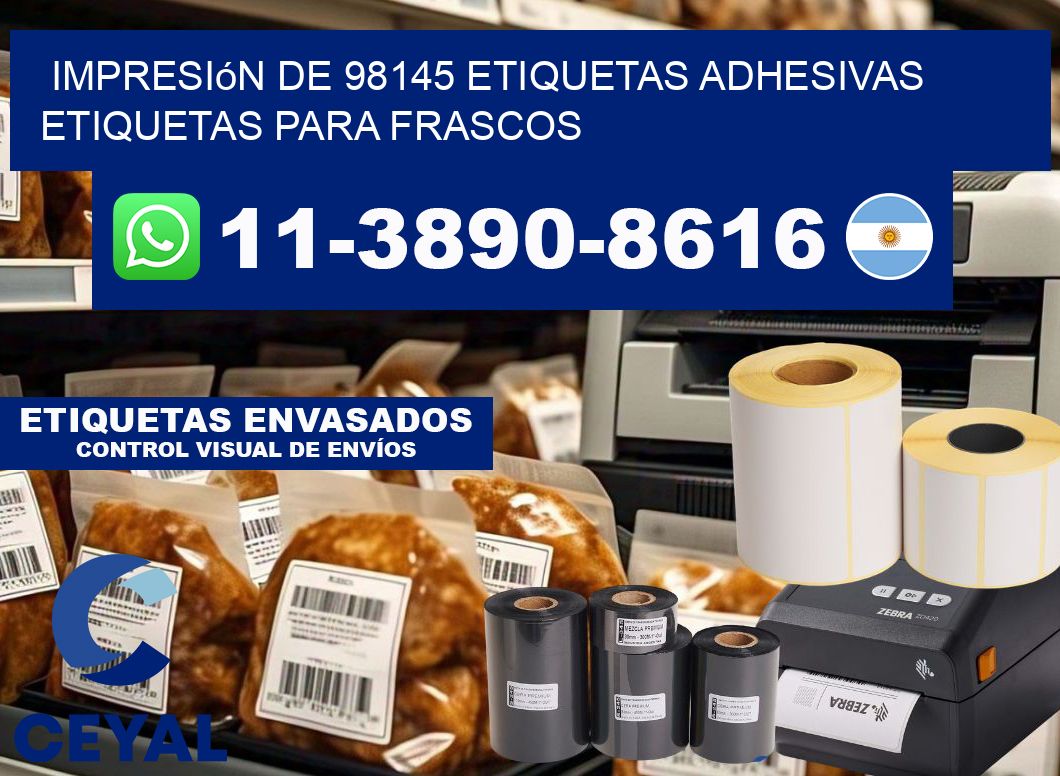 impresión de 98145 etiquetas adhesivas etiquetas para frascos