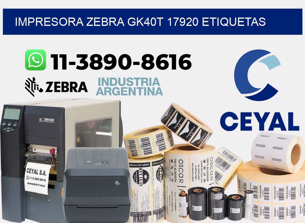 impresora zebra gk40t 17920 etiquetas