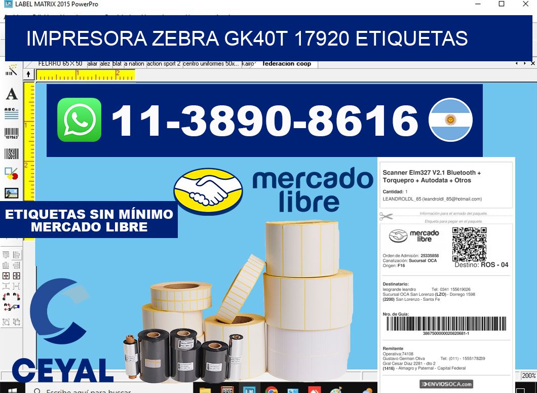 impresora zebra gk40t 17920 etiquetas