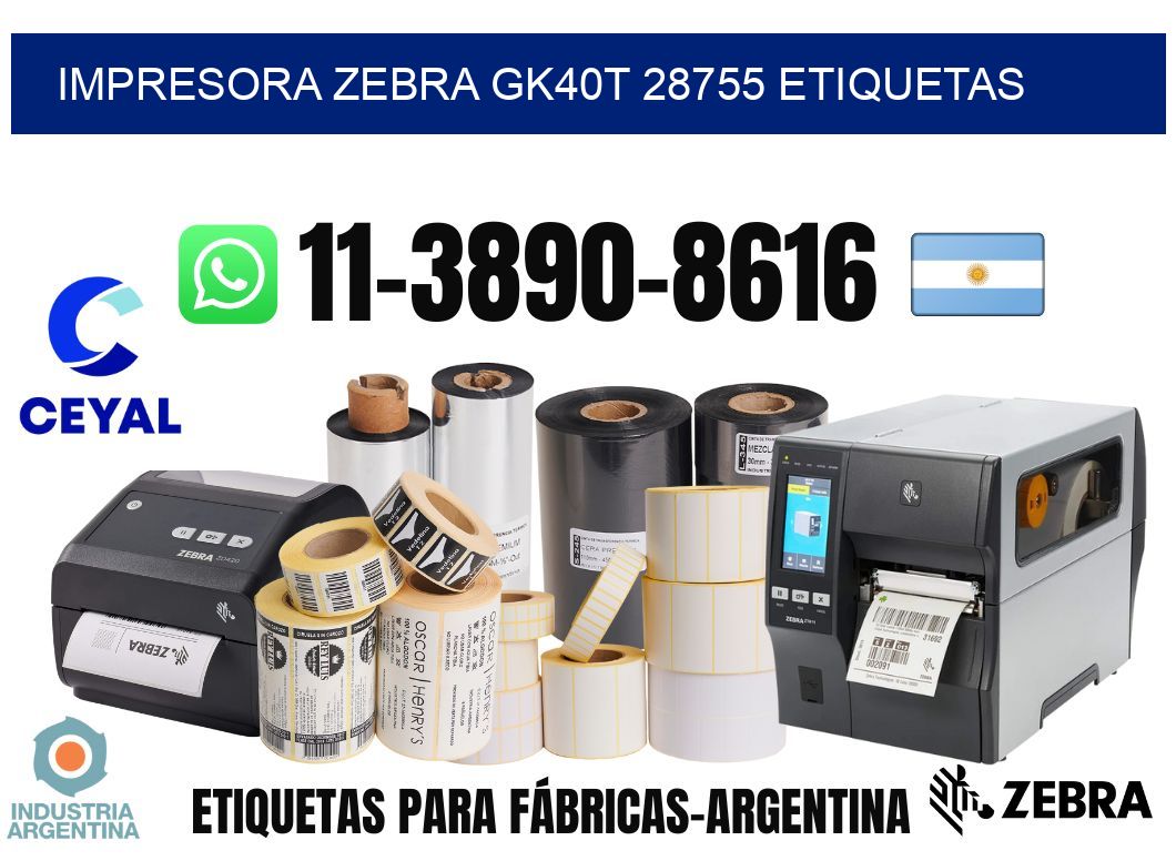 impresora zebra gk40t 28755 etiquetas