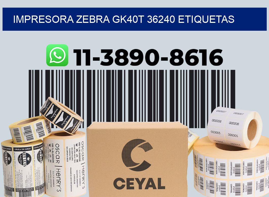 impresora zebra gk40t 36240 etiquetas