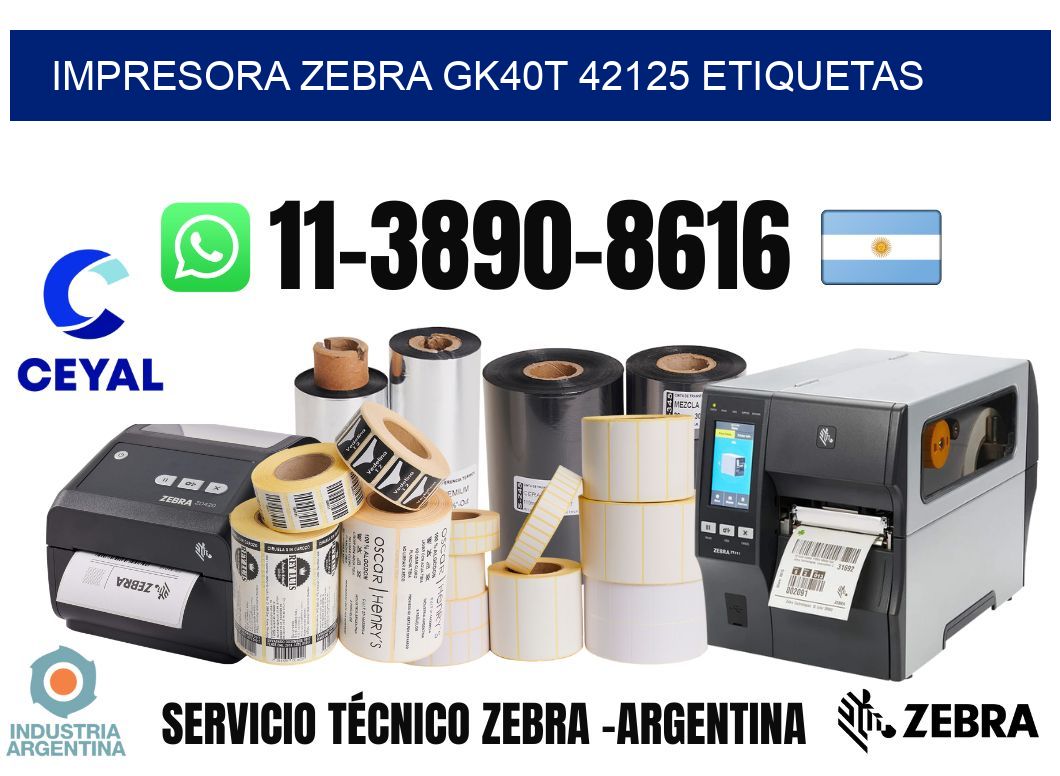 impresora zebra gk40t 42125 etiquetas