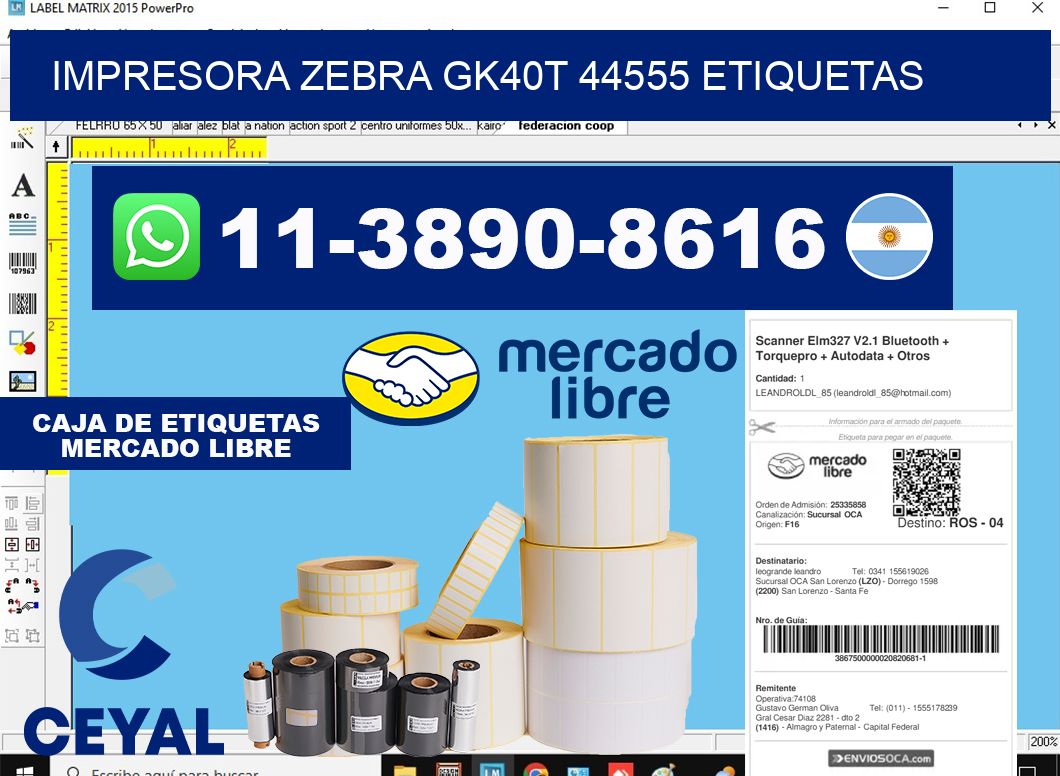 impresora zebra gk40t 44555 etiquetas