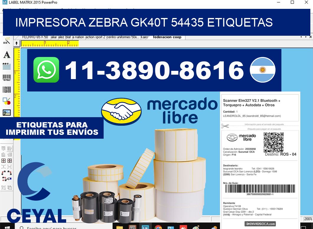 impresora zebra gk40t 54435 etiquetas