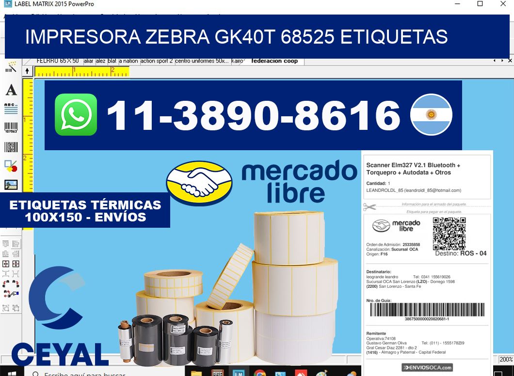 impresora zebra gk40t 68525 etiquetas