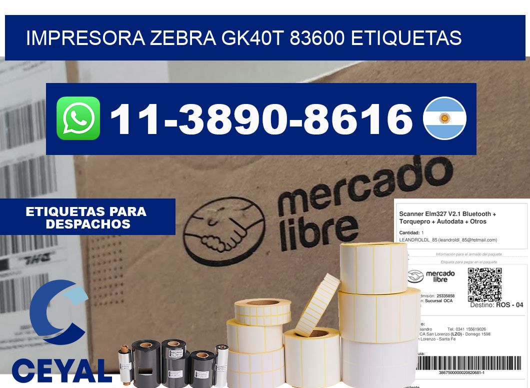 impresora zebra gk40t 83600 etiquetas