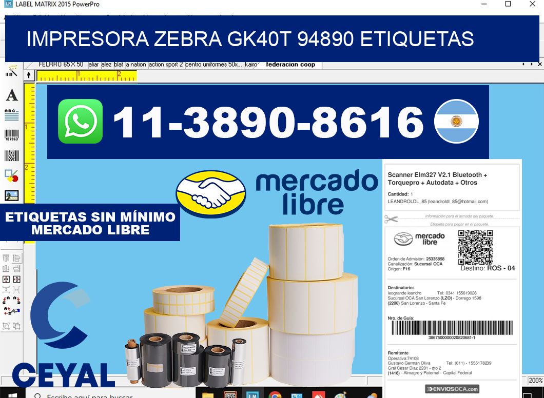 impresora zebra gk40t 94890 etiquetas