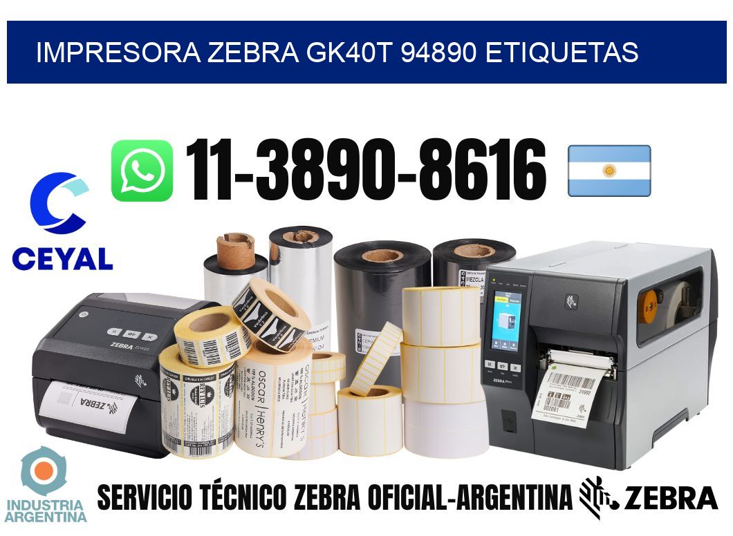 impresora zebra gk40t 94890 etiquetas