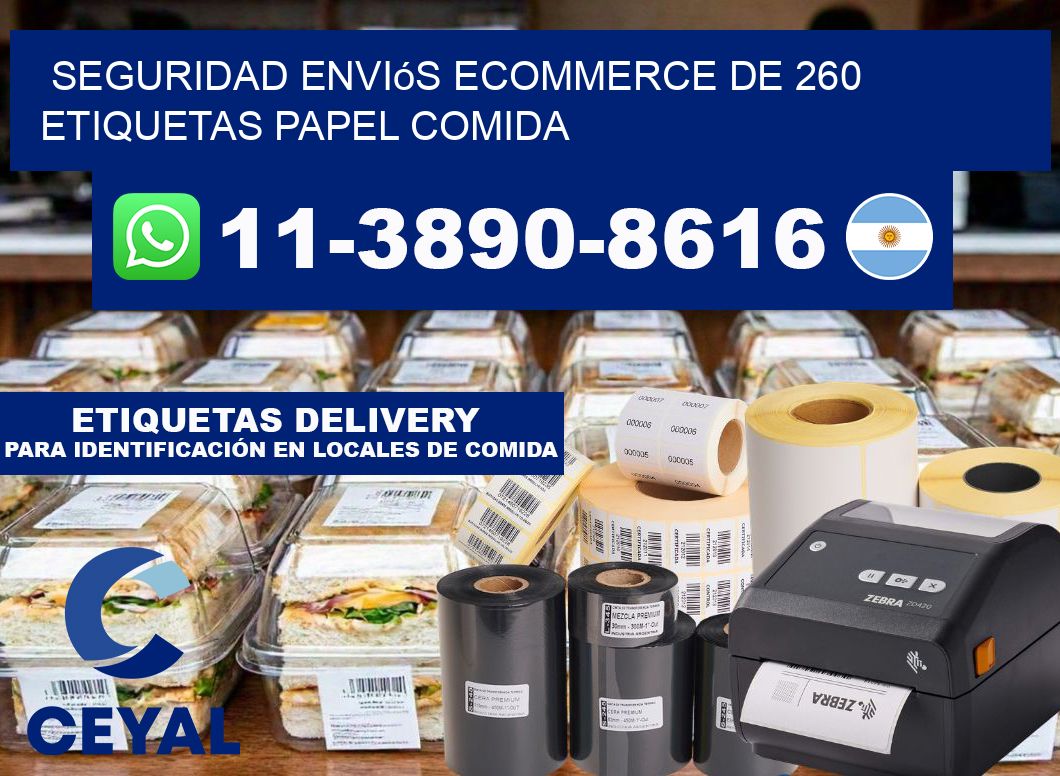seguridad enviós ecommerce de 260 etiquetas papel comida
