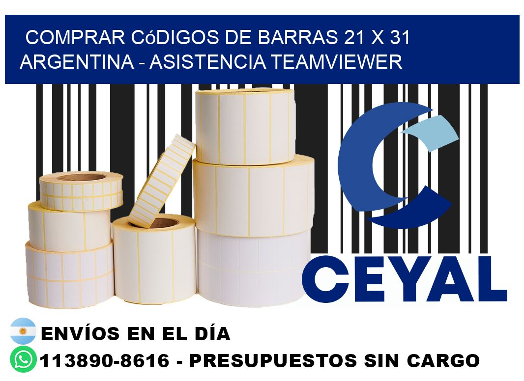 Comprar códigos de barras 21 x 31 argentina - asistencia teamviewer