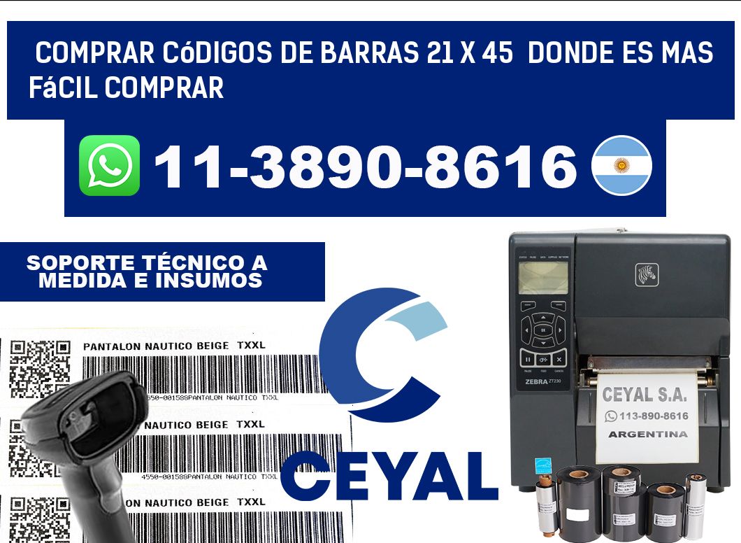 Comprar códigos de barras 21 x 45  Donde es mas fácil comprar