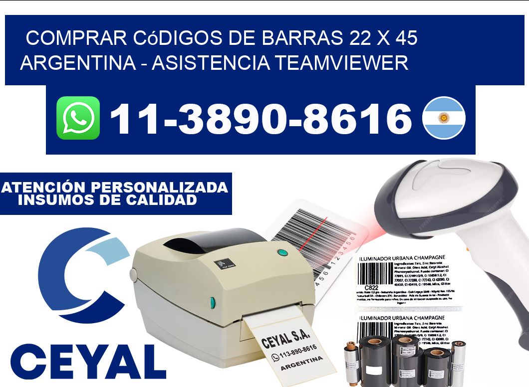 Comprar códigos de barras 22 x 45 argentina - asistencia teamviewer