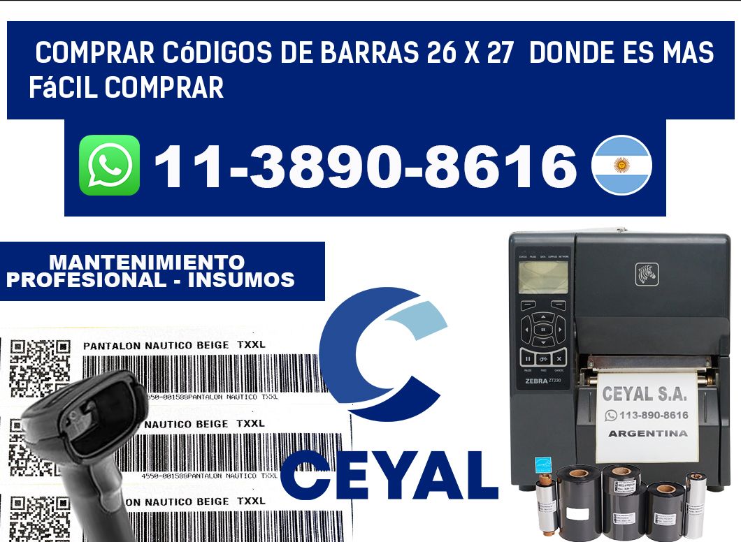 Comprar códigos de barras 26 x 27 Donde es mas fácil comprar