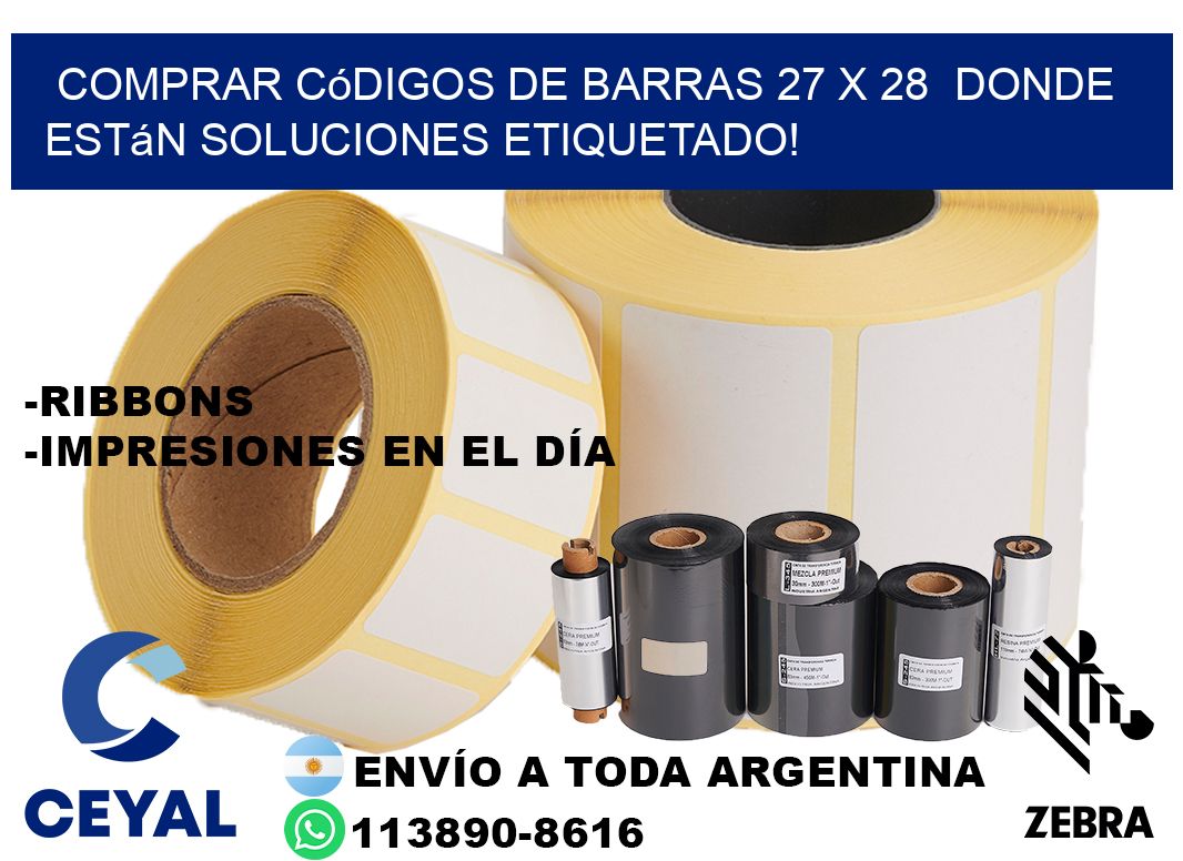 Comprar códigos de barras 27 x 28  donde están soluciones etiquetado!