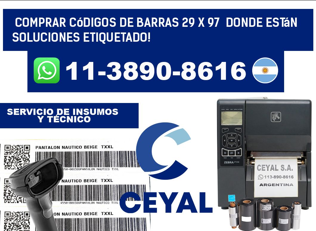 Comprar códigos de barras 29 x 97  donde están soluciones etiquetado!