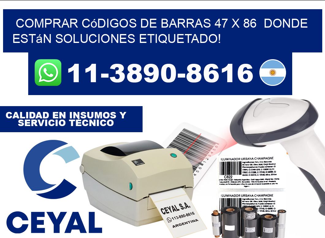 Comprar códigos de barras 47 x 86 donde están soluciones etiquetado!