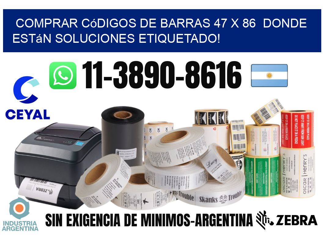 Comprar códigos de barras 47 x 86 donde están soluciones etiquetado!