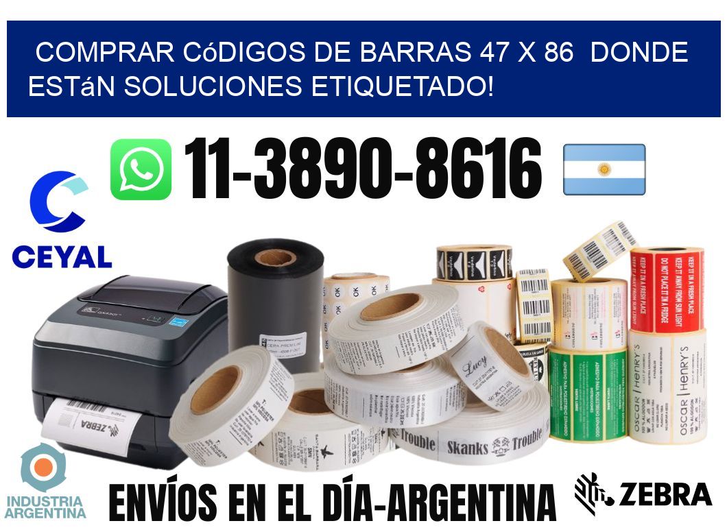 Comprar códigos de barras 47 x 86 donde están soluciones etiquetado!