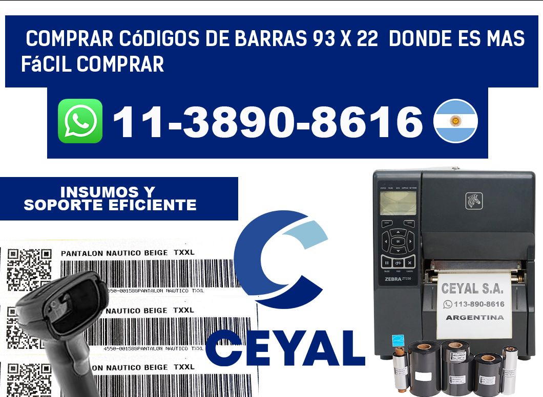 Comprar códigos de barras 93 x 22  Donde es mas fácil comprar
