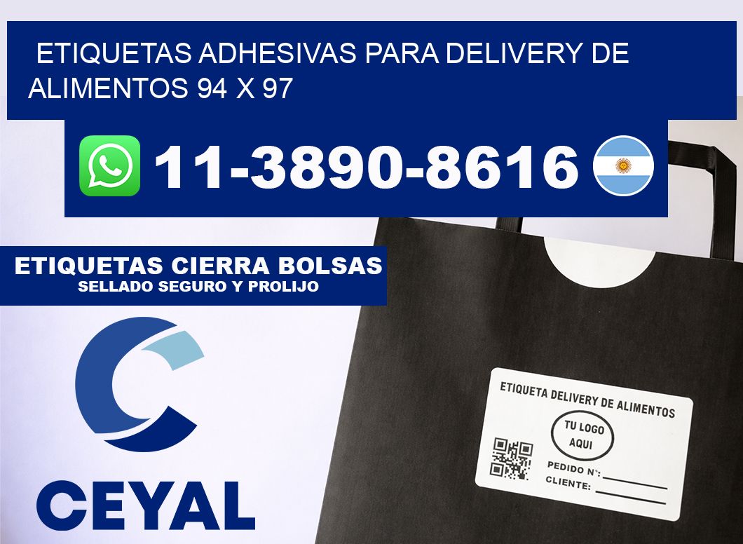 ETIQUETAS ADHESIVAS PARA DELIVERY DE ALIMENTOS 94 x 97