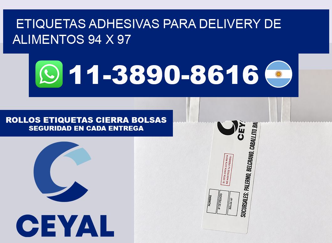 ETIQUETAS ADHESIVAS PARA DELIVERY DE ALIMENTOS 94 x 97
